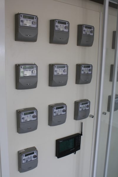 Smart meters, part of an integrated energy management and monitoring system.